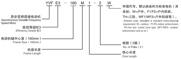 西安泰富西瑪電機：YVFE3系列超高效變頻調(diào)速三相異步電動機型號說明